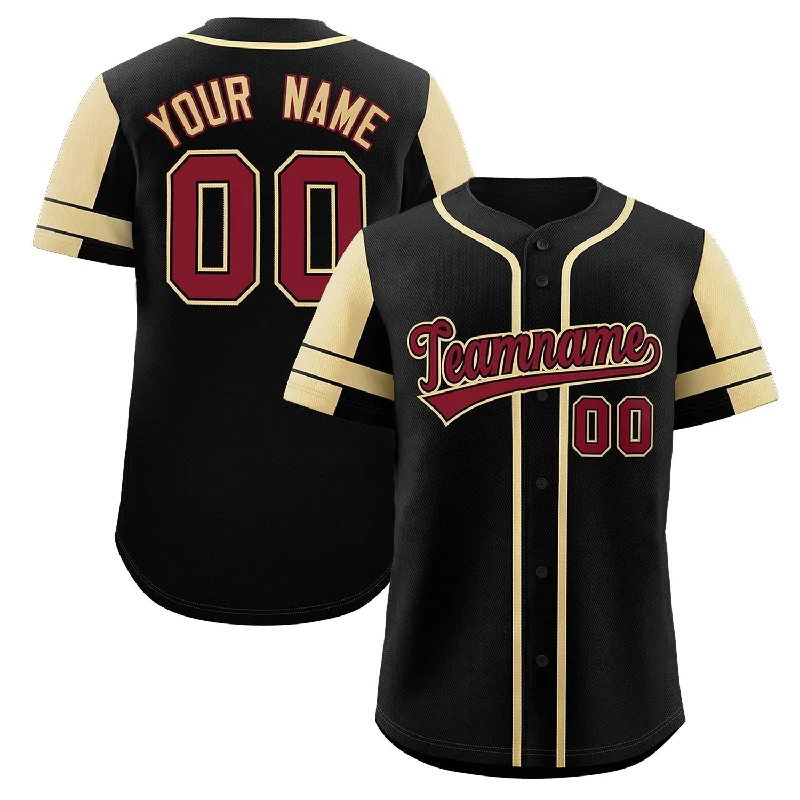 Baseball Jersey Limited Stock-Custom Black Khaki Personalized Raglan Sleeves Authentic Baseball Jersey