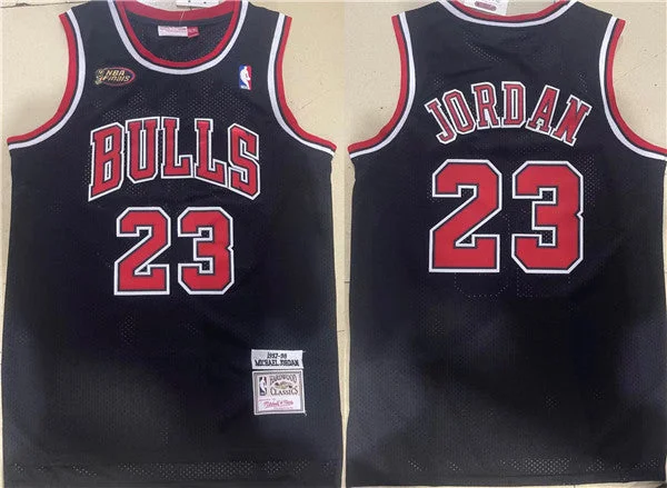 Basketball Jersey Slogan-Men's Chicago Bulls #23 Michael Jordan Black 1997-98 Throwback Champions Stitched Basketball Jersey