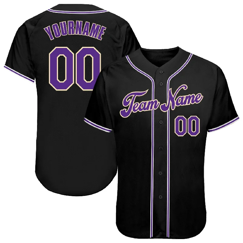 Baseball Jersey Little League-Custom Black Purple-White Authentic Baseball Jersey