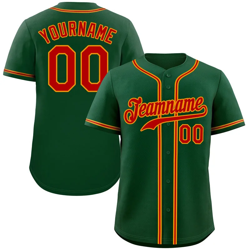 Baseball Jersey Quote-Custom Green Red-Yellow Classic Style Authentic Baseball Jersey