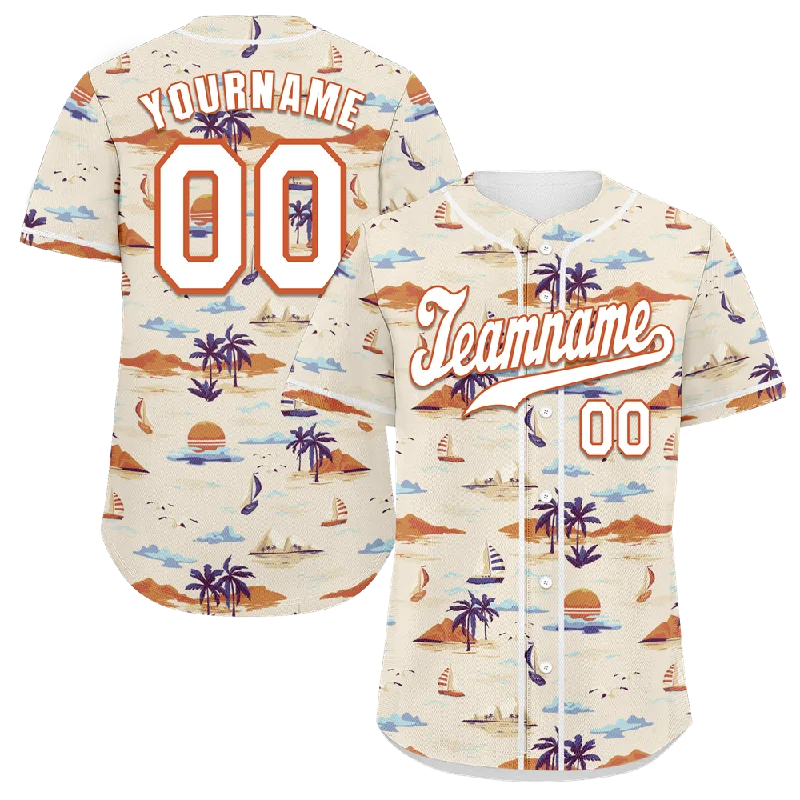 Baseball Jersey Street Style-Custom Orange Hawaii White Authentic Baseball Jersey BSBJ0a-bc0fbf8