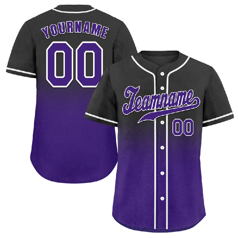 Baseball Jersey Baseball Player-Custom Black Purple Fade Fashion Purple Authentic Baseball Jersey