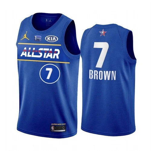 Basketball Jersey Loose Fit-Men's 2021 All-Star #7 Jaylen Brown Blue Eastern Conference Stitched Basketball Jersey