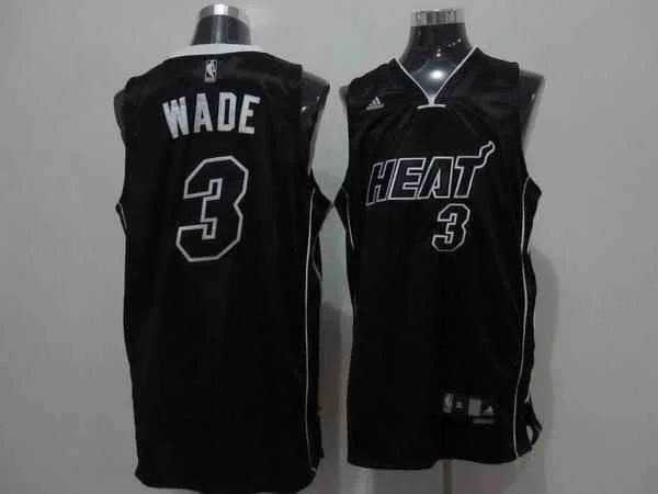 Basketball Jersey Abstract-Heat 3 Wade Black Black Number Basketball Jerseys