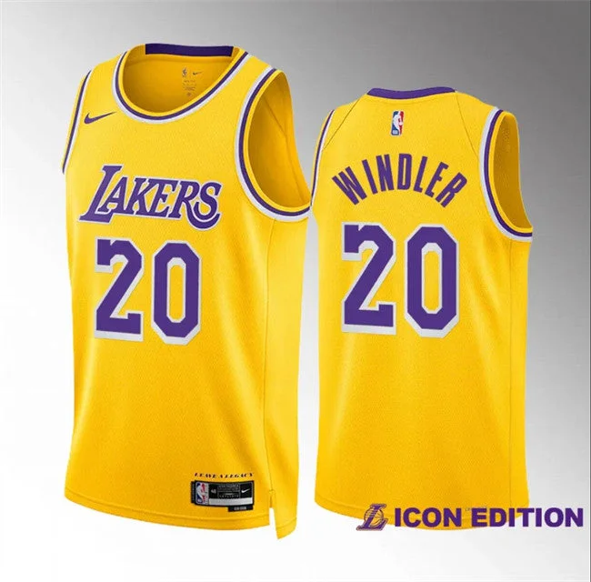 Basketball Jersey Durable-Men's Los Angeles Lakers #20 Dylan Windler Yellow Icon Edition Stitched Basketball Basketball Jersey