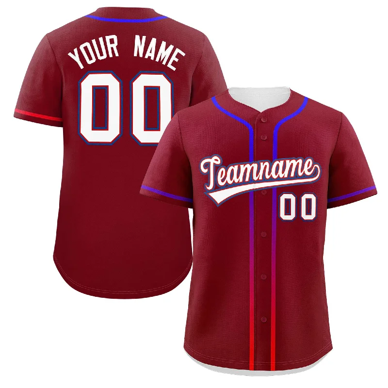 Baseball Jersey Beach-Custom Crimson White Personalized Gradient Ribbed Design Authentic Baseball Jersey