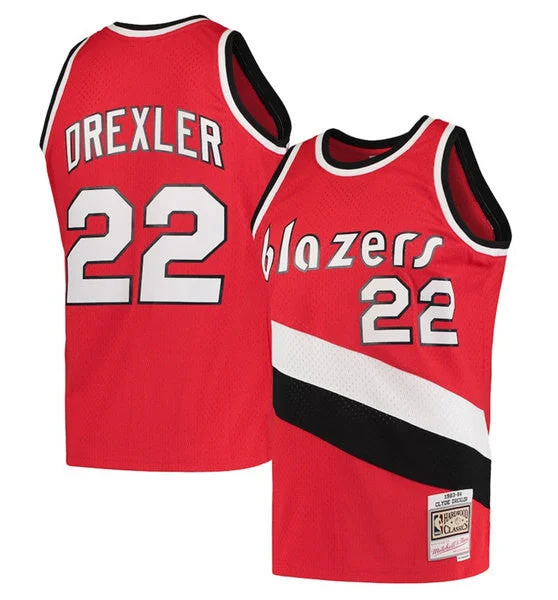 Basketball Jersey NBA-Men's Portland Trail Blazers #22 Clyde Drexler Red Throwback Stitched Basketball Basketball Jersey