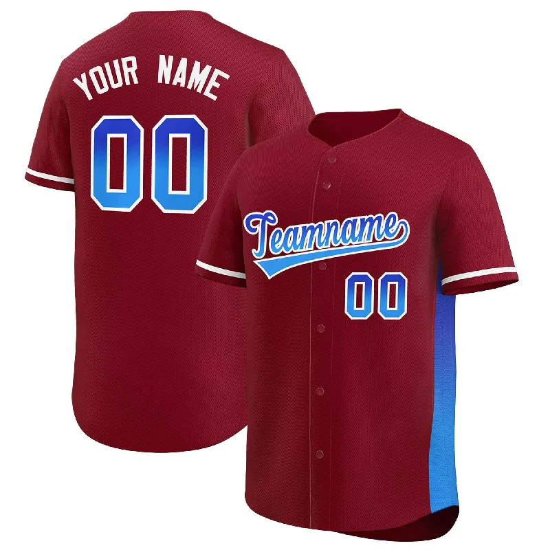 Baseball Jersey Geometric-Custom Crimson Royal-Powder Blue Personalized Gradient Font And Side Design Authentic Baseball Jersey