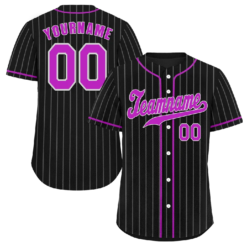 Baseball Jersey Mother's Day-Custom Black Stripe Fashion Purple Authentic Baseball Jersey