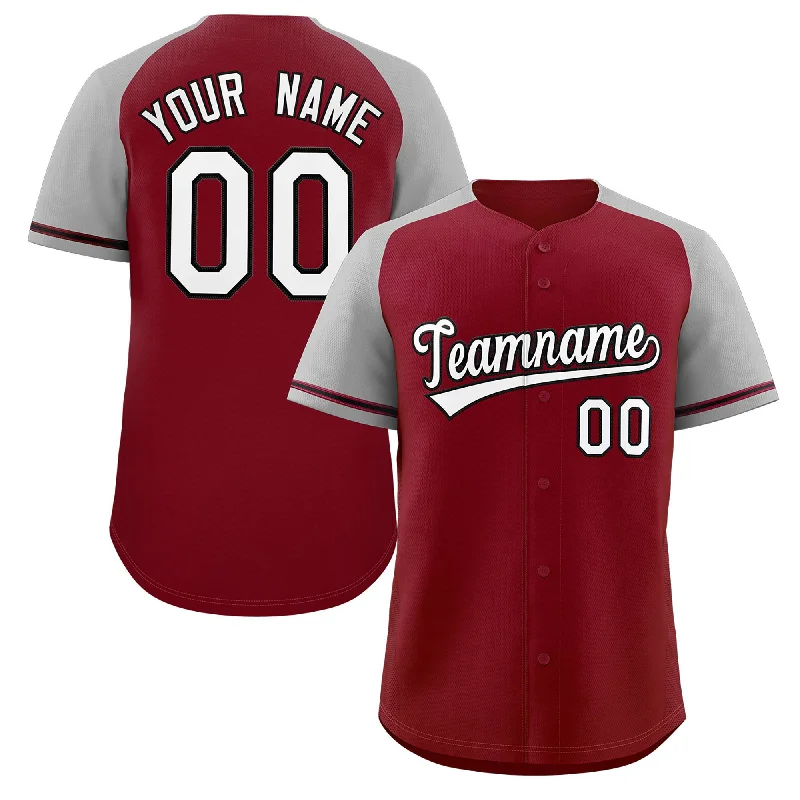 Baseball Jersey Waterproof-Custom Crimson White-Black Raglan Sleeves Authentic Baseball Jersey