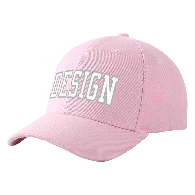 Baseball Cap Baseball Lover-Custom Pink White-Gray Curved Eaves Sport Design Baseball Cap