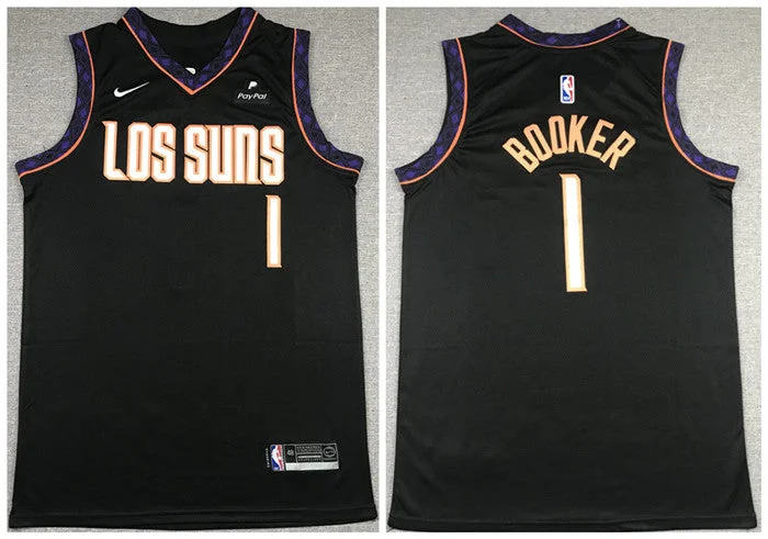 Basketball Jersey Camping-Men's Phoenix Suns #1 Devin Booker Black Stitched Basketball Jersey