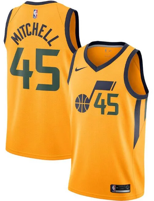 Basketball Jersey Travel-Men's Utah Jazz Gold #45 Donovan Mitchell Statement Edition Swingman Stitched Basketball Jersey