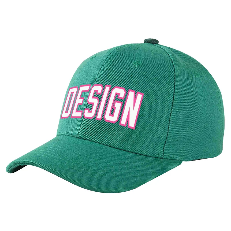 Baseball Cap Structured-Custom Light Green White-Pink Curved Eaves Sport Design Baseball Cap