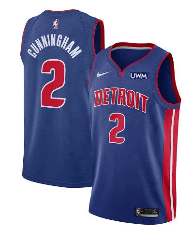 Basketball Jersey Ethical Fashion-Men's Detroit Pistons #2 Cade Cunningham Blue Draft First Round Pick Icon Edition Stitched Basketball Jersey