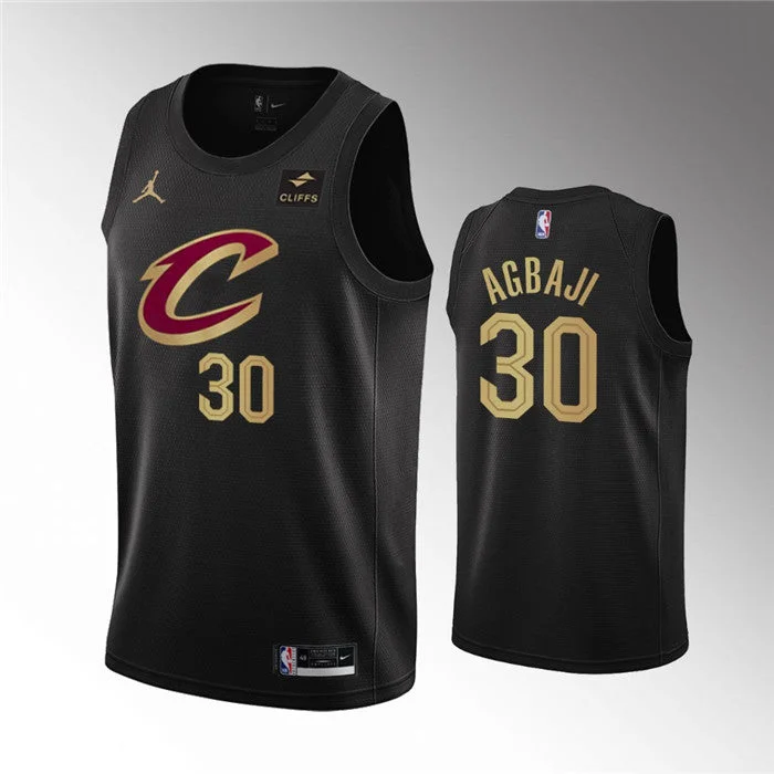 Basketball Jersey Sun Protection-Men's Cleveland Cavaliers #30 Ochai Agbaji Black Statement Edition Stitched Basketball Basketball Jersey