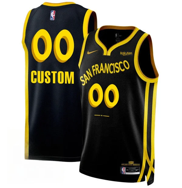 Basketball Jersey Rookie-Men's Golden State Warriors Active Player Custom Black 2023/24 City Edition Stitched Basketball Jersey