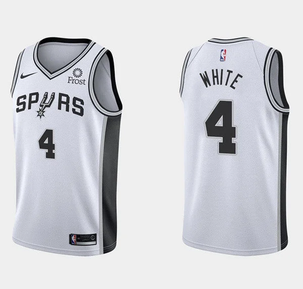 Basketball Jersey Waterproof-Men's San Antonio Spurs White #4 Derrick White Association Edition Stitched Basketball Basketball Jersey