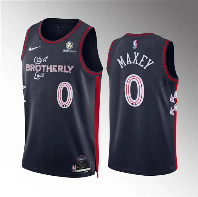 Basketball Jersey Basketball Coach-Men's Philadelphia 76ers #0 Tyrese Maxey Navy 2023/24 City Edition Stitched Basketball Jersey