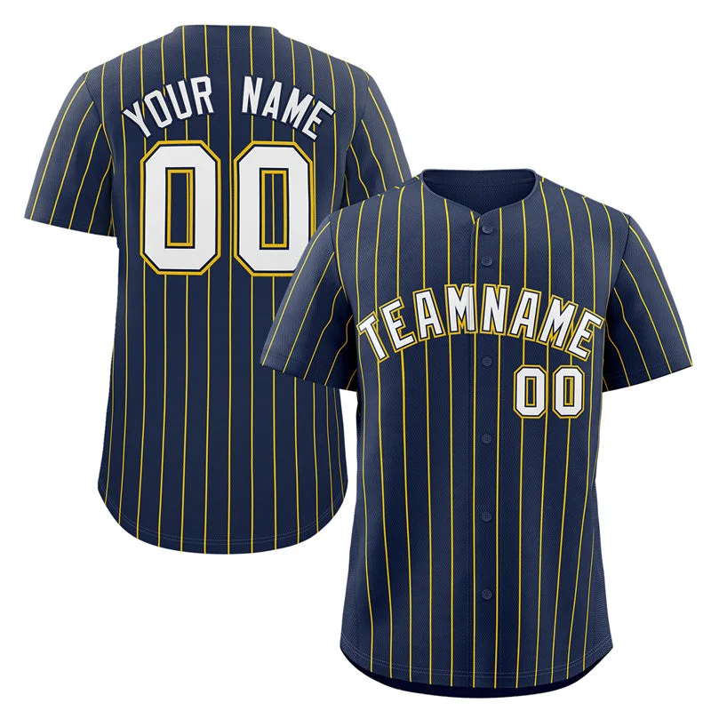 Baseball Jersey Limited Stock-Custom Navy White-Gold Stripe Fashion Authentic Baseball Jersey