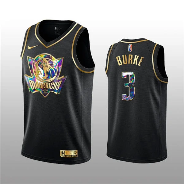 Basketball Jersey Blank-Men's Dallas Mavericks #3 Trey Burke 2021/22 Black Golden Edition 75th Anniversary Diamond Logo Stitched Basketball Basketball Jersey