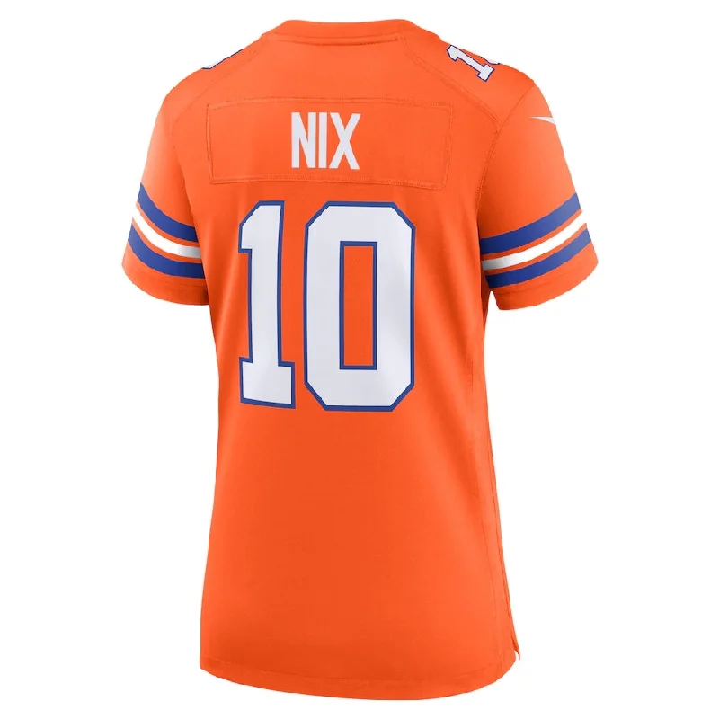 Football Jersey Quarterback-D.Broncos #10 Bo Nix Orange Mile High Collection 1977 Throwback Player Game Football Jerseys