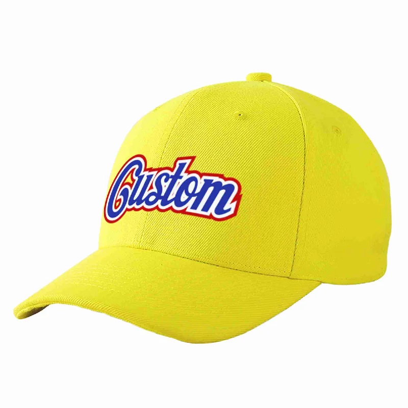 Baseball Cap Groomsmen-Custom Yellow Royal-White Curved Eaves Sport Baseball Cap Design for Men/Women/Youth