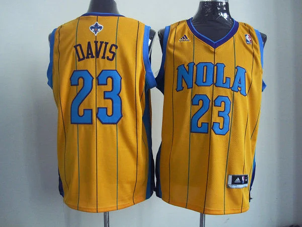 Basketball Jersey Mesh-New Orleans Hornets 23 Davis Yellow Basketball Jerseys