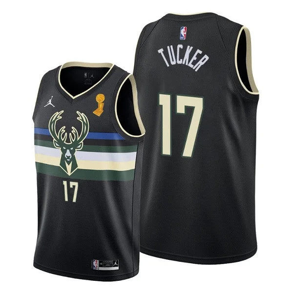 Basketball Jersey Groomsmen-Men's Milwaukee Bucks #17 P.J. Tucker 2021 Black Finals Champions Stitched Basketball Basketball Jersey