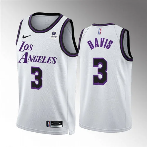 Basketball Jersey Anniversary-Men's Los Angeles Lakers #3 Anthony Davis White City Edition Stitched Basketball Basketball Jersey