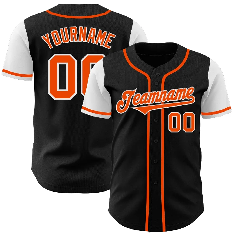 Baseball Jersey Music Band-Custom Black Orange-White Authentic Two Tone Baseball Jersey