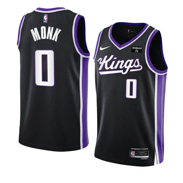 Basketball Jersey Eco-Friendly-Men's Sacramento Kings #0 Malik Monk Black 2023-24 Icon Edition Swingman Stitched Basketball Jersey