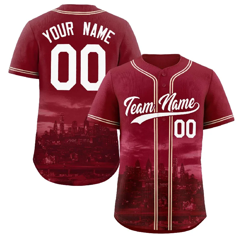 Baseball Jersey Travel Team-Custom Crimson White-Crimson Philadelphia City Connect Baseball Jersey