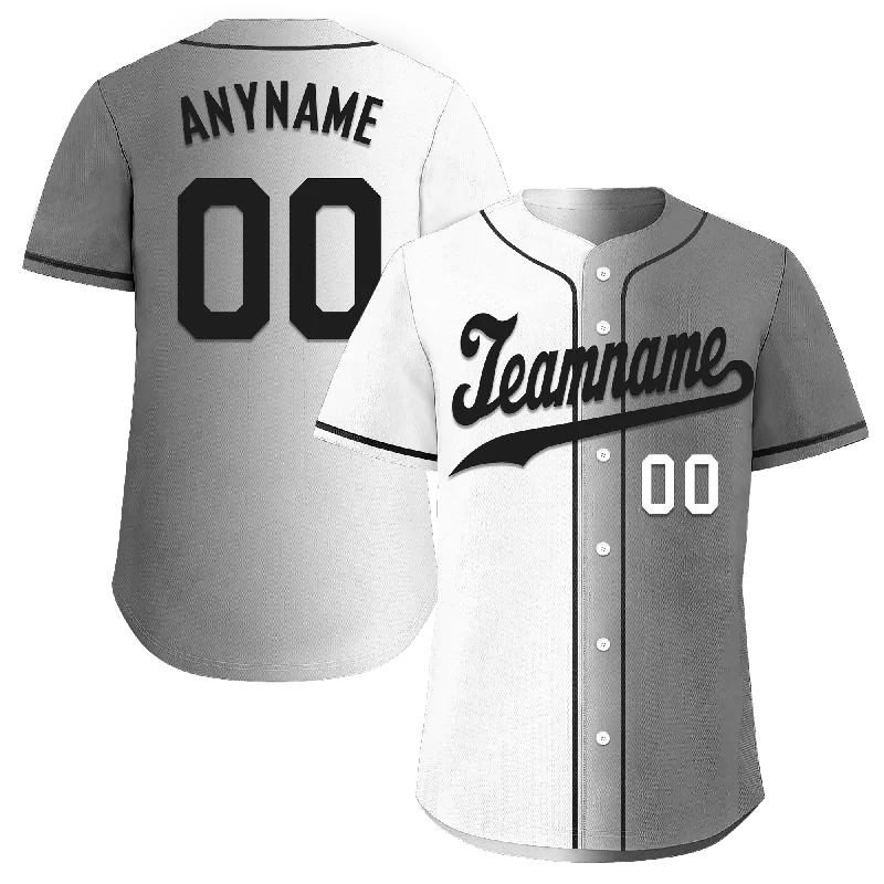 Baseball Jersey Gym-Custom White Grey Gradient Fashion Personalized Authentic Baseball Jersey BSBJ01-D0a7aaf