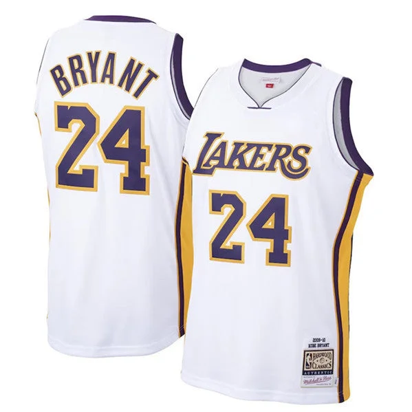 Basketball Jersey Breathable Fabric-Men's Los Angeles Lakers #24 Kobe Bryant White 2008-09 Throwback basketball Basketball Jersey