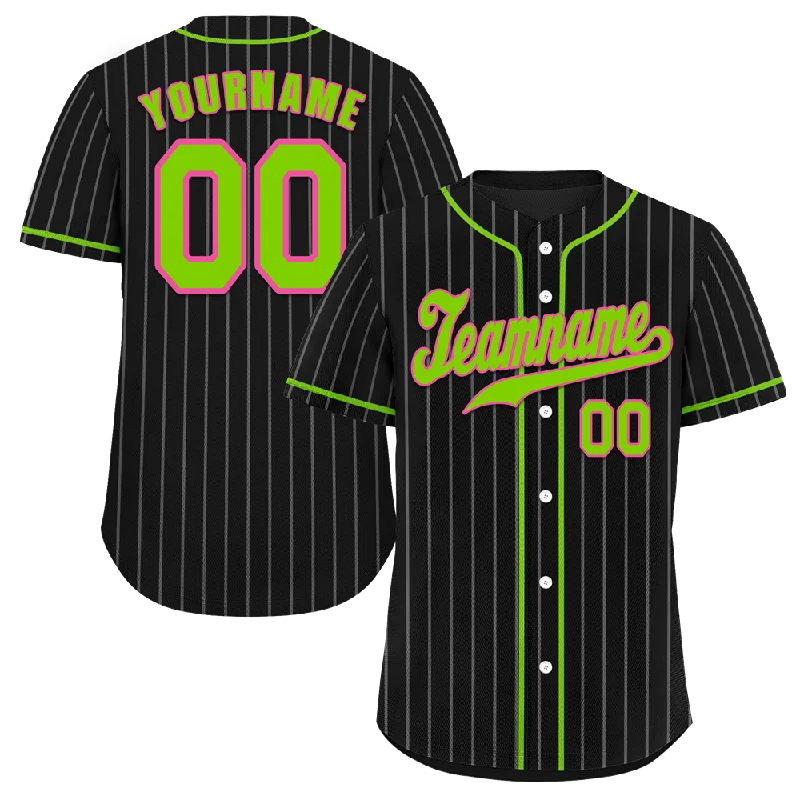 Baseball Jersey Birthday-Custom Black Stripe Fashion Green Authentic Baseball Jersey