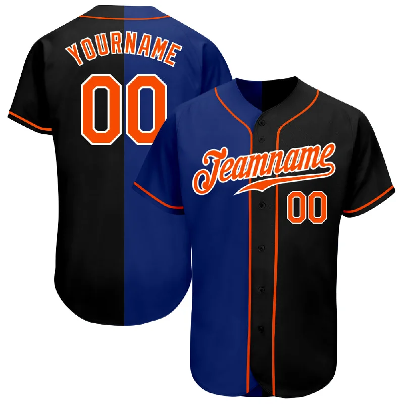 Baseball Jersey Poolside-Custom Black Orange-Royal Authentic Split Fashion Baseball Jersey