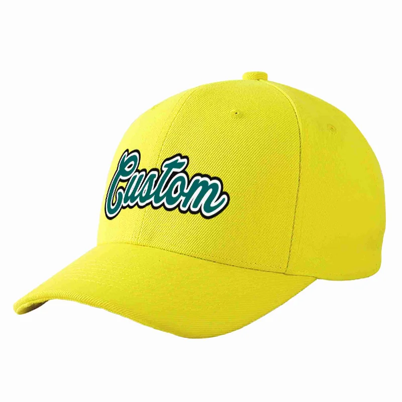 Baseball Cap Custom-Custom Yellow Aqua-White Curved Eaves Sport Baseball Cap Design for Men/Women/Youth