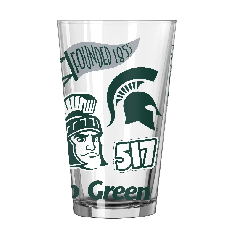 Team Mug Teacher-Michigan State 16oz Native Pint Glass