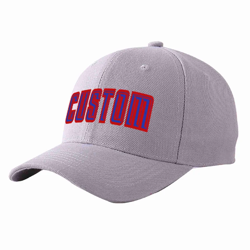 Baseball Cap Work From Home-Custom Gray Royal-Red Curved Eaves Sport Baseball Cap Design for Men/Women/Youth