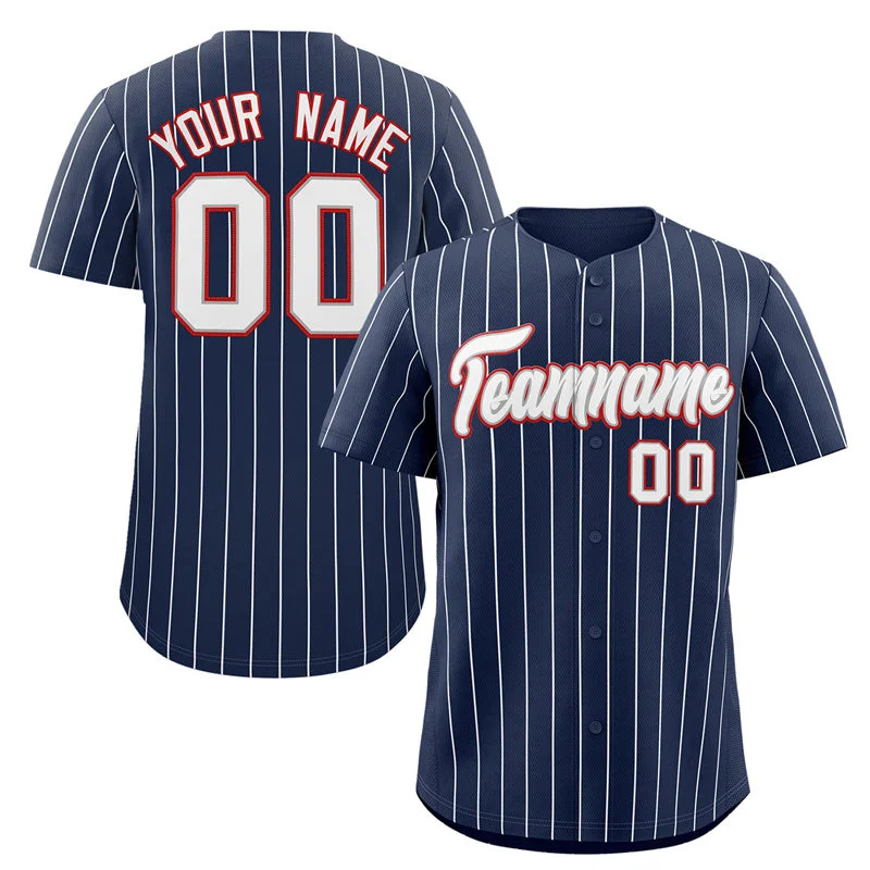 Baseball Jersey All-Star-Custom Navy White-Red Stripe Fashion Authentic Baseball Jersey