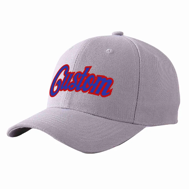 Baseball Cap Sports Team-Custom Gray Royal-Red Curved Eaves Sport Baseball Cap Design for Men/Women/Youth