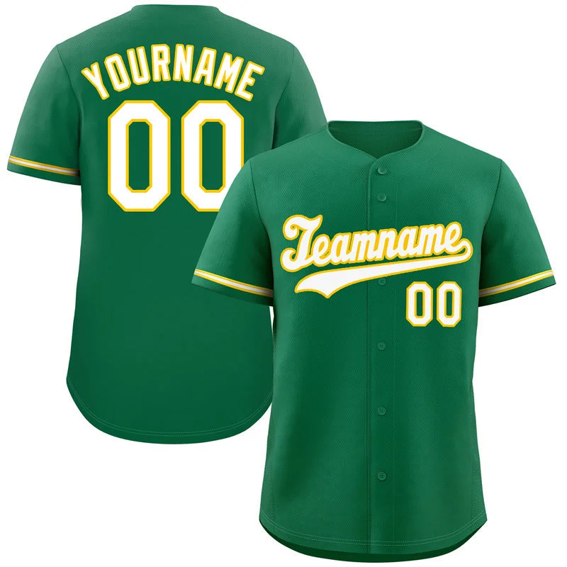 Baseball Jersey Meme-Custom Kelly Green White-Gold Classic Style Authentic Baseball Jersey