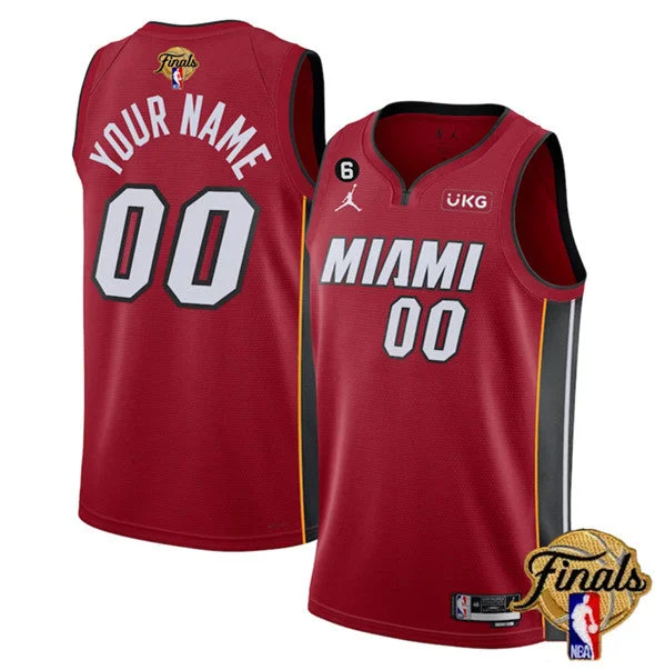 Basketball Jersey Finals-Men's Miami Heat Active Player Custom Red 2023 Finals Statement Edition With NO.6 Patch Stitched Basketball Basketball Jersey