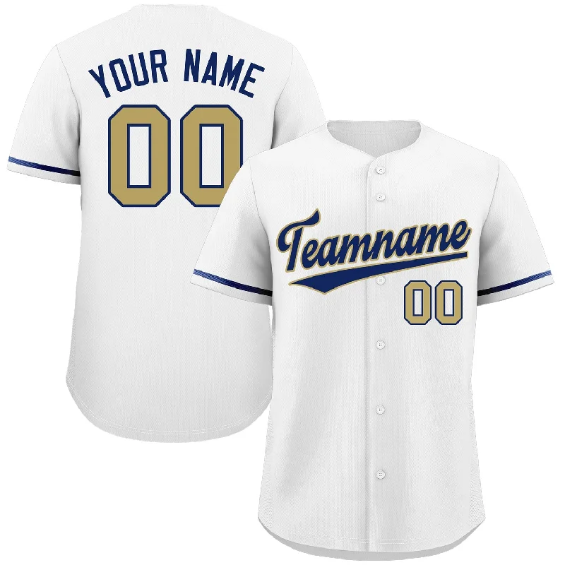 Baseball Jersey Men-Custom White Royal-Old Gold Classic Style Authentic Baseball Jersey