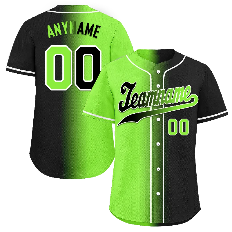 Baseball Jersey Oversized-Custom Green Black Gradient Fashion Personalized Authentic Baseball Jersey BSBJ01-D0a709c