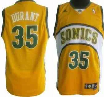 Basketball Jersey Vintage-Thunders 35 Durant Yellow Basketball Jerseys