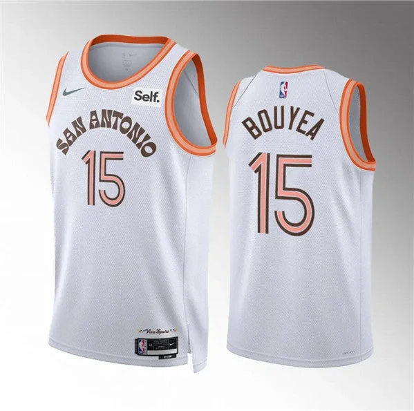 Basketball Jersey Championship-Men's San Antonio Spurs #15 Jamaree Bouyea White 2023/24 City Edition Stitched Basketball Basketball Jersey