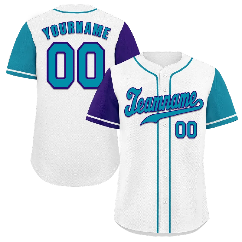 Baseball Jersey Performance-Custom White Two Tone Aqua Authentic Baseball Jersey