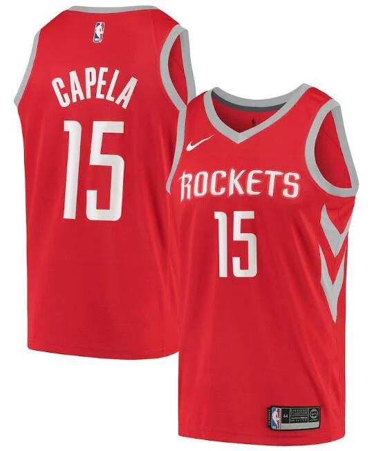 Basketball Jersey Blue-Men's Houston Rockets Red #15 Clint Capela Icon Edition Stitched Basketball Jersey